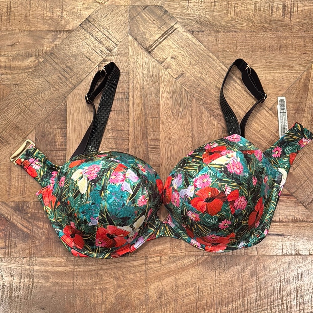 Green and Red Floral Print Swim Top with Molded Cups - Victoria’s Secret